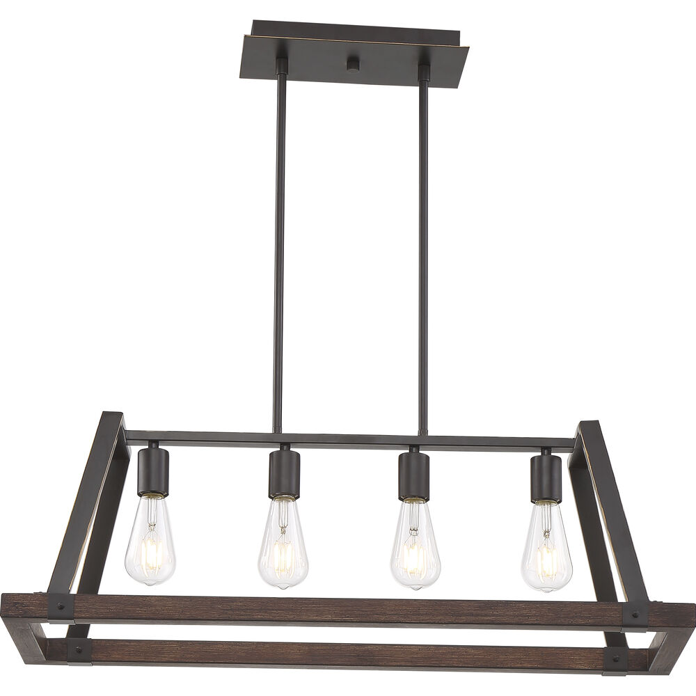 Nuvo Lighting Outrigger 4 Light 11 Inch Mahogany Bronze And Nutmeg Wood Pendant Ceiling Light