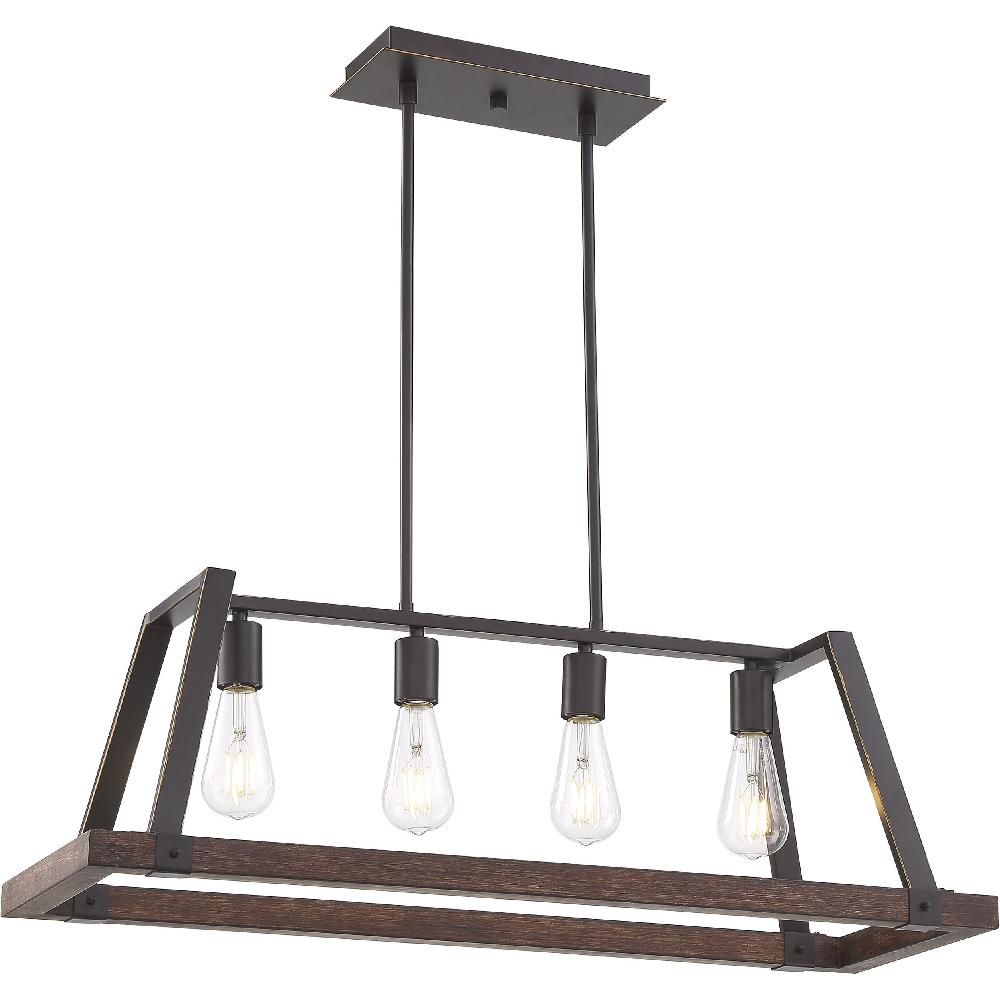 nuvo lighting Outrigger 4 Light 11 inch Mahogany Bronze and Nutmeg Wood Pendant Ceiling Light