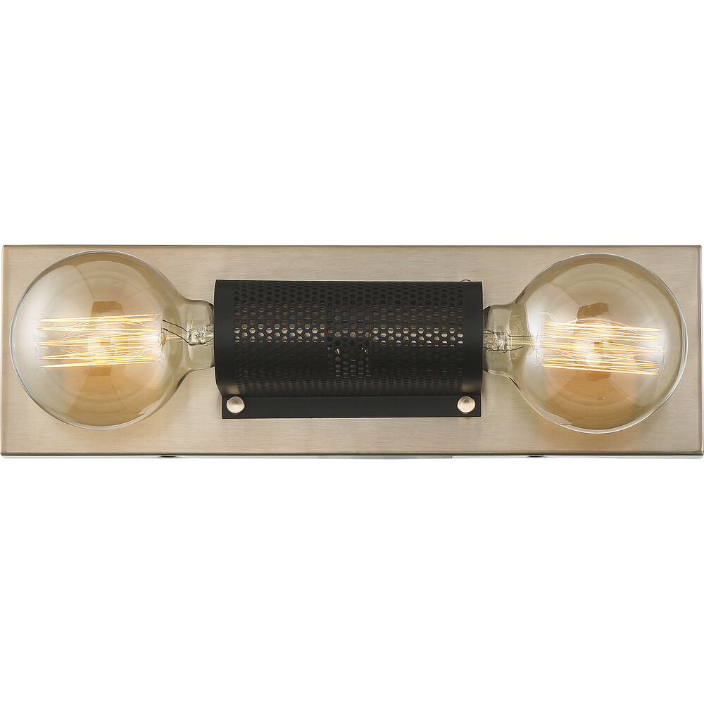 Nuvo Lighting Passage 2 Light 15 Inch Copper Brushed Brass And Black Vanity Light Wall Light