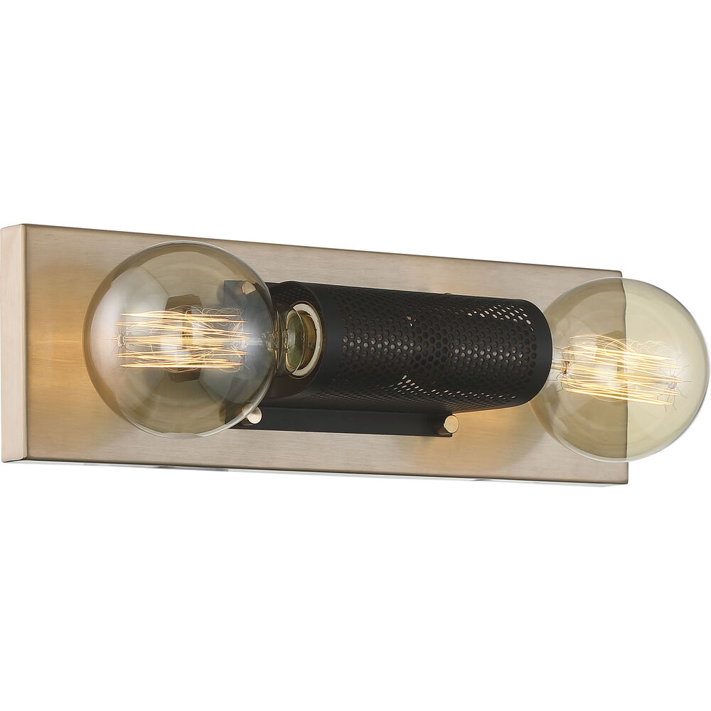 Nuvo Lighting Passage 2 Light 15 Inch Copper Brushed Brass And Black Vanity Light Wall Light