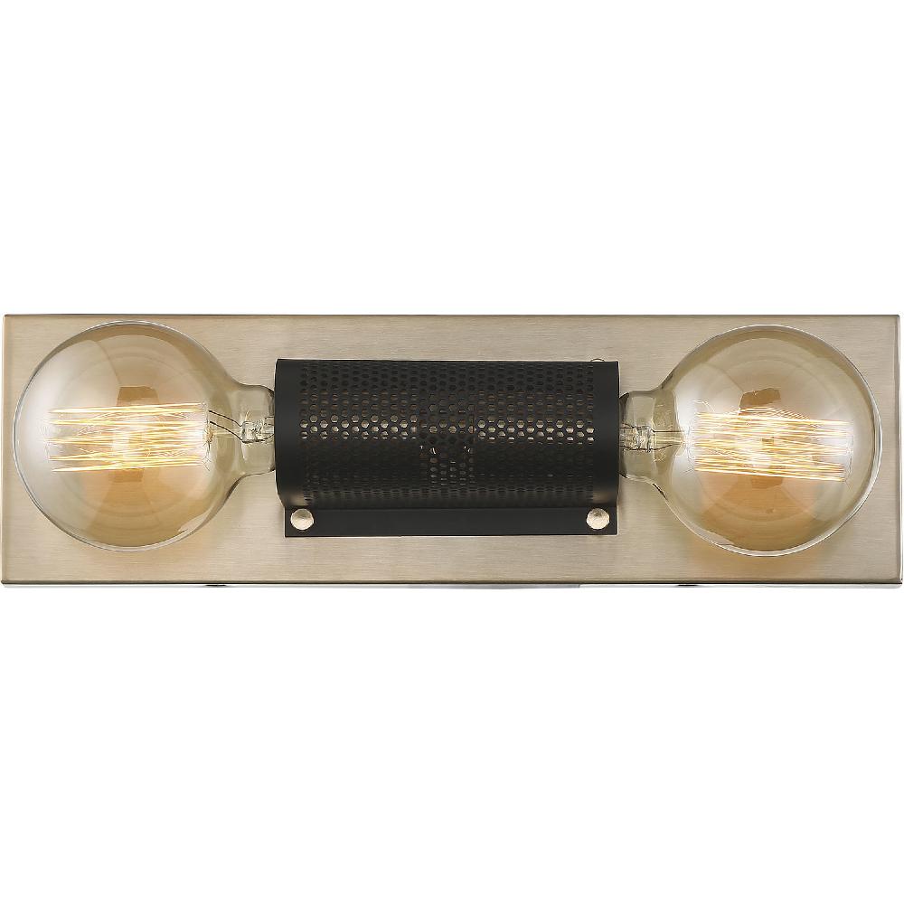 nuvo lighting Passage 2 Light 15 inch Copper Brushed Brass and Black Vanity Light Wall Light