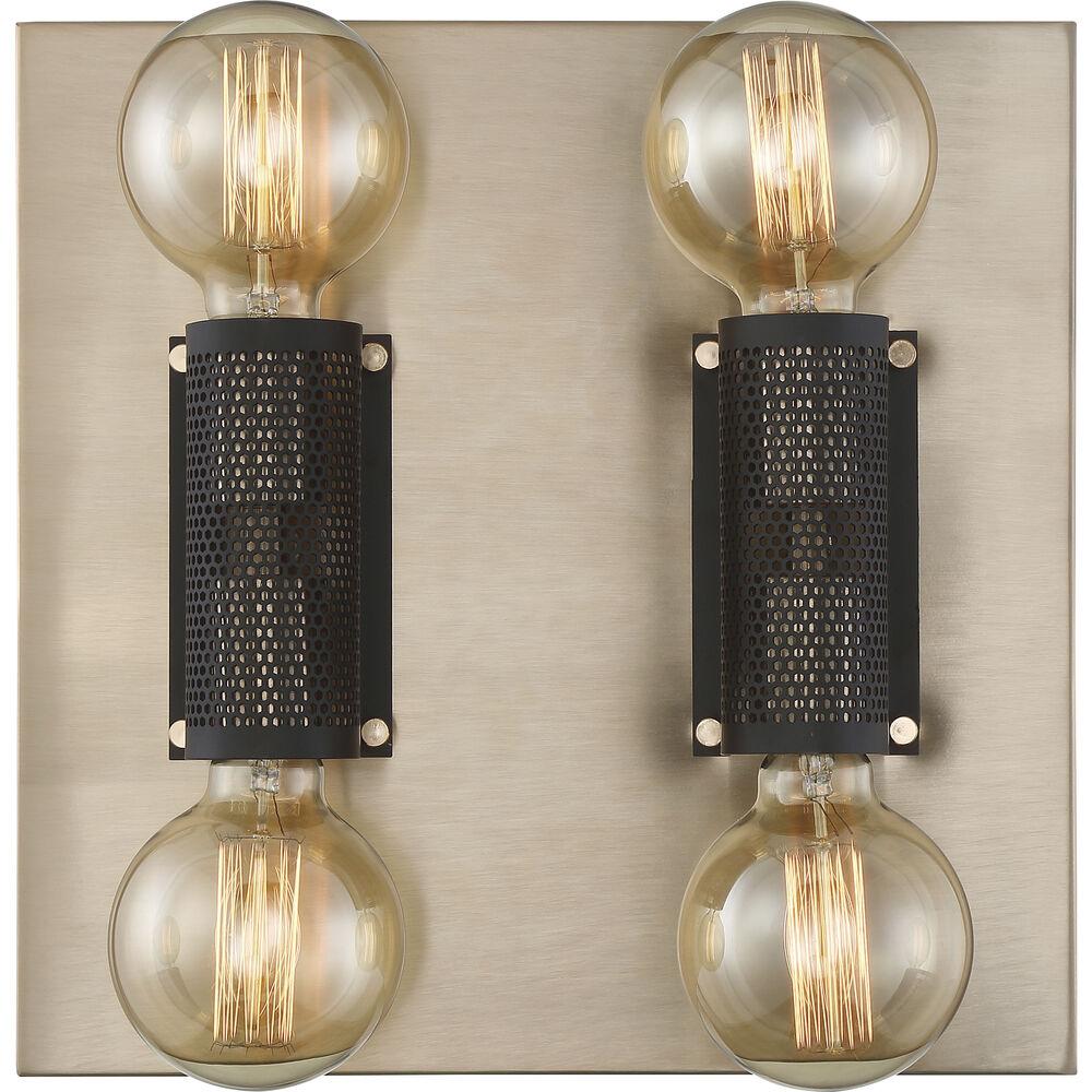 Nuvo Lighting Passage 4 Light 13.75 Inch Copper Brushed Brass And Black Flush Mount Ceiling Light