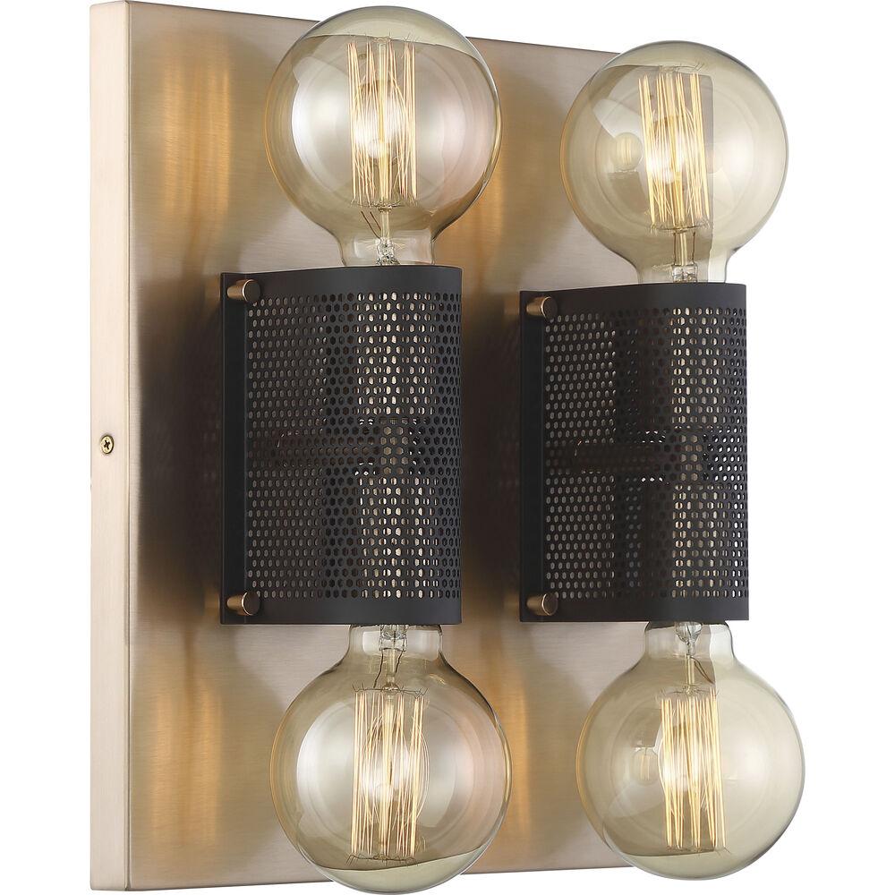 Nuvo Lighting Passage 4 Light 13.75 Inch Copper Brushed Brass And Black Flush Mount Ceiling Light