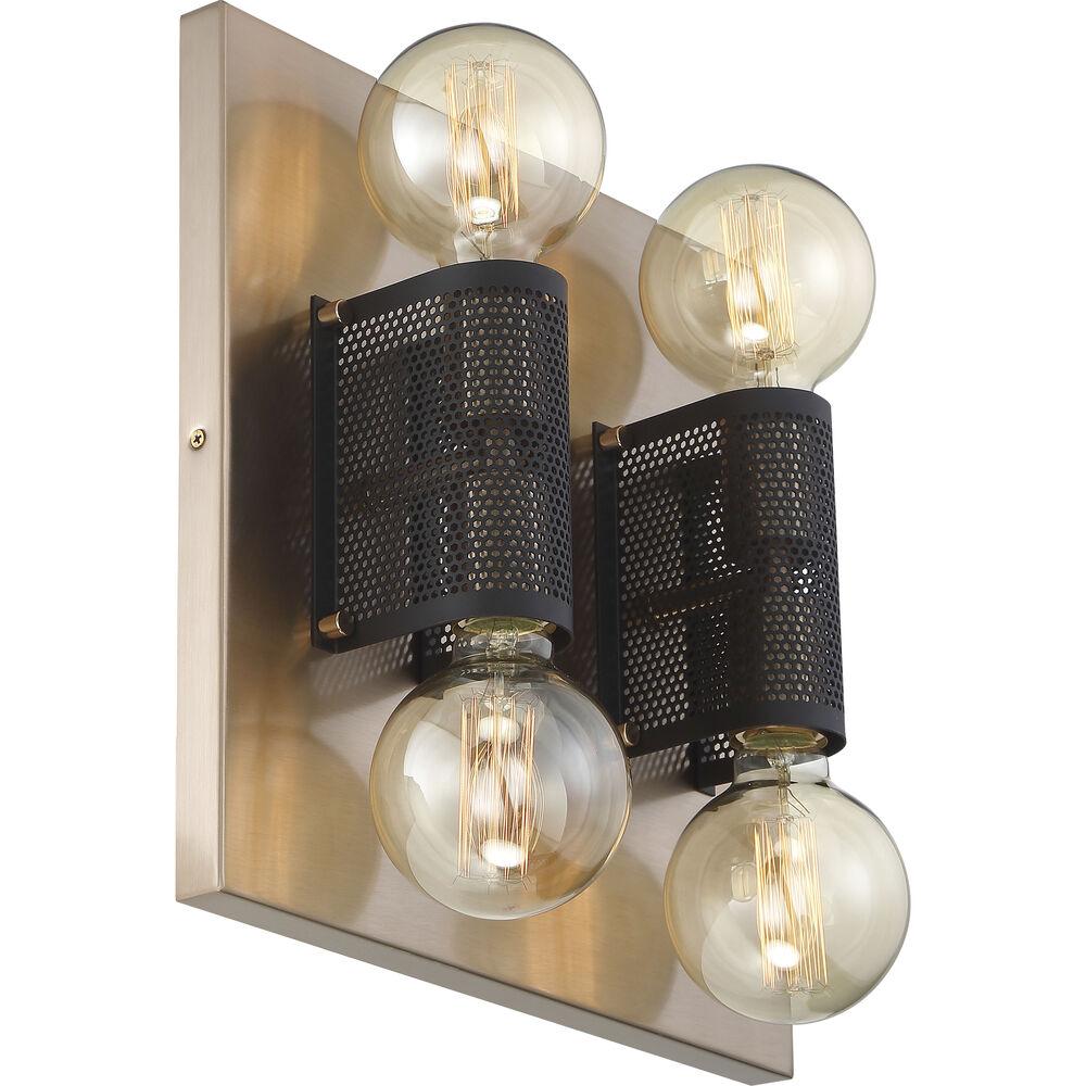 Nuvo Lighting Passage 4 Light 13.75 Inch Copper Brushed Brass And Black Flush Mount Ceiling Light