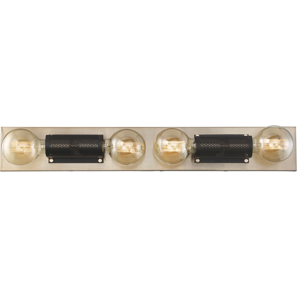 Nuvo Lighting Passage 4 Light 30 Inch Copper Brushed Brass And Black Vanity Light Wall Light