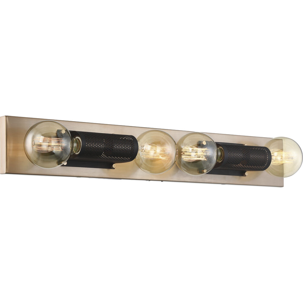 Nuvo Lighting Passage 4 Light 30 Inch Copper Brushed Brass And Black Vanity Light Wall Light