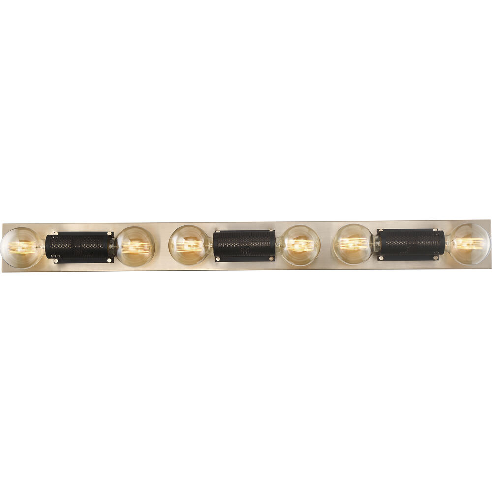 Nuvo Lighting Passage 6 Light 45 Inch Copper Brushed Brass And Black Vanity Light Wall Light