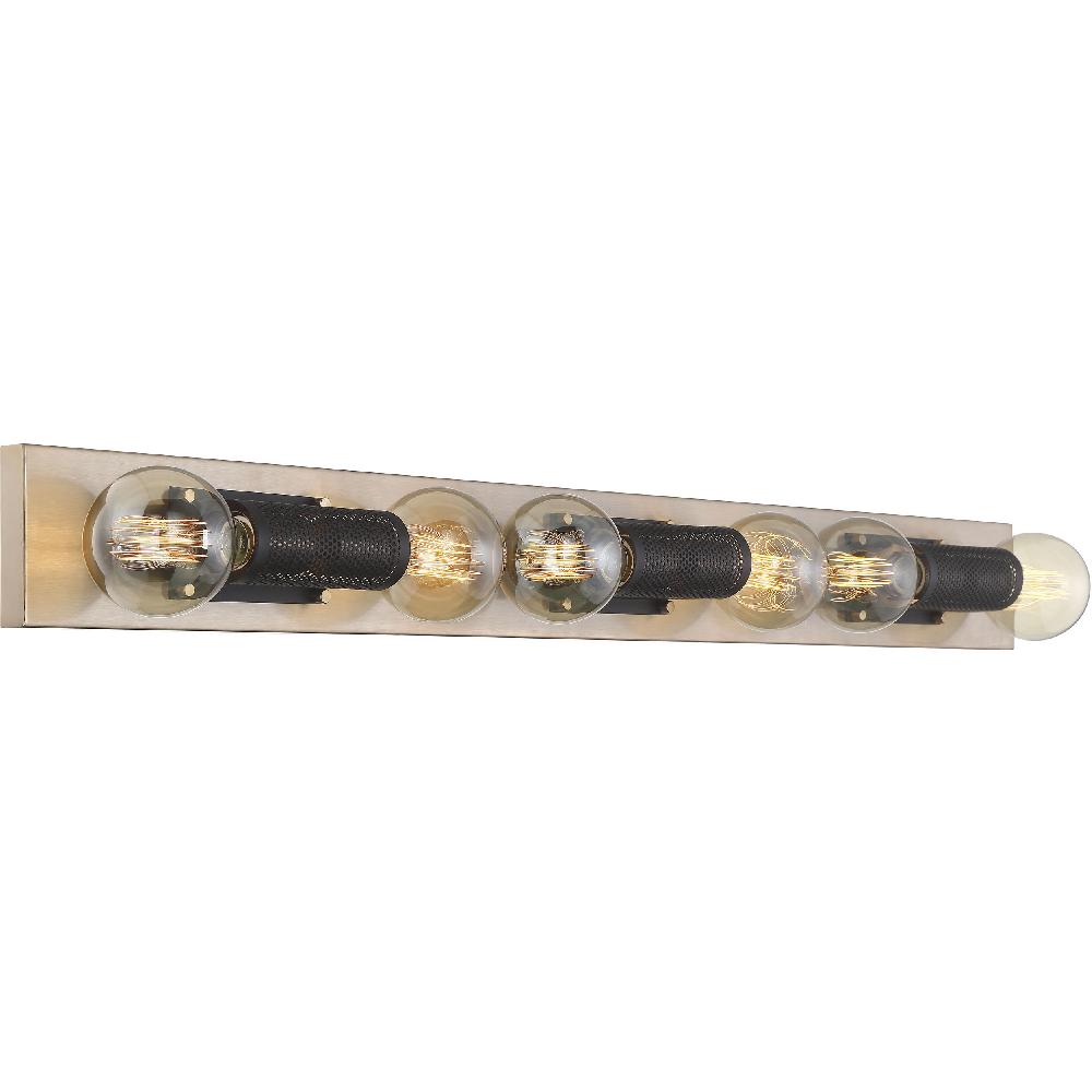nuvo lighting Passage 6 Light 45 inch Copper Brushed Brass and Black Vanity Light Wall Light