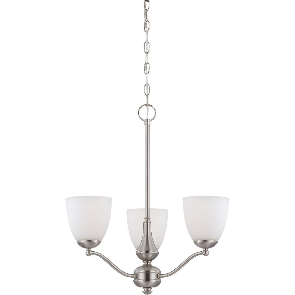 nuvo lighting Patton 3 Light 21 inch Brushed Nickel Chandelier Ceiling Light
