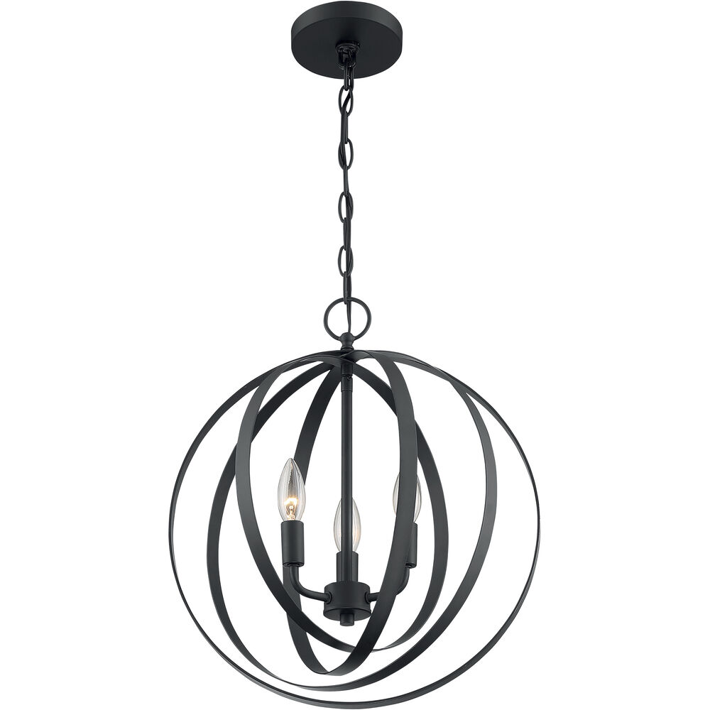 Nuvo Lighting Pendleton 3 Light 16 Inch Matte Black Pendant Ceiling Light