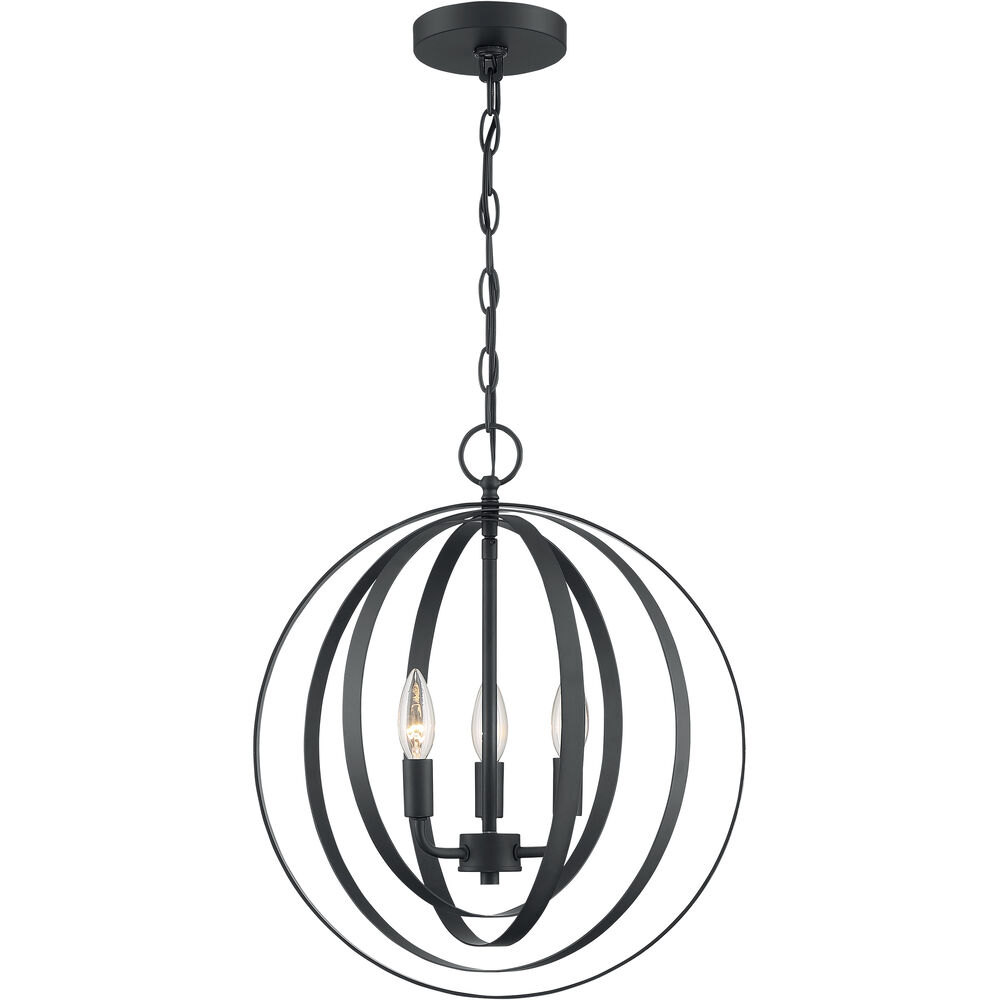 Nuvo Lighting Pendleton 3 Light 16 Inch Matte Black Pendant Ceiling Light