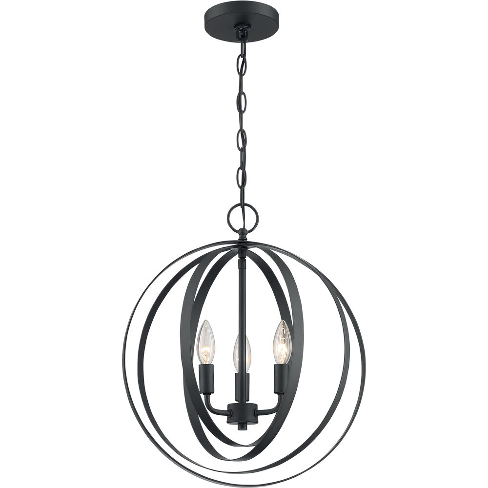Nuvo Lighting Pendleton 3 Light 16 Inch Matte Black Pendant Ceiling Light