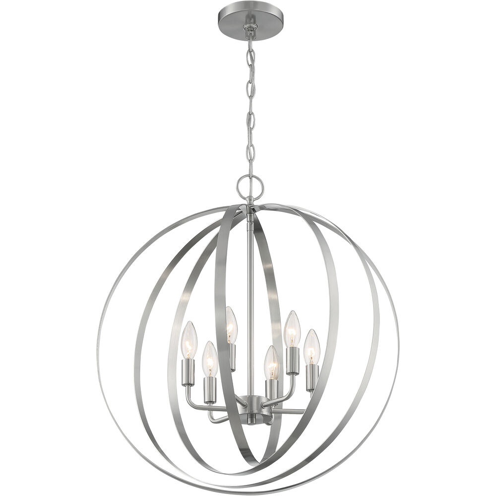 Nuvo Lighting Pendleton 6 Light 22 Inch Brushed Nickel Pendant Ceiling Light