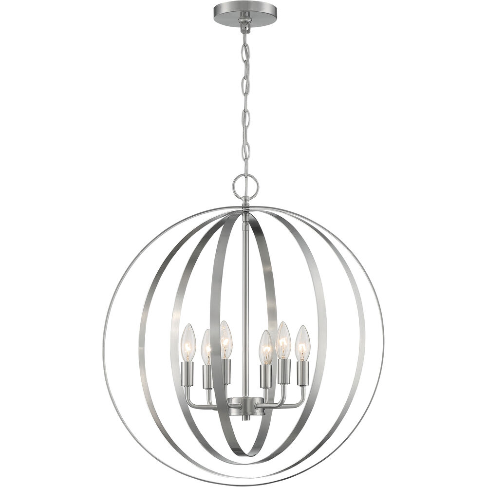 Nuvo Lighting Pendleton 6 Light 22 Inch Brushed Nickel Pendant Ceiling Light