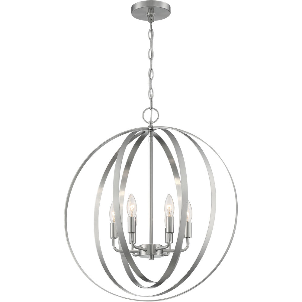 Nuvo Lighting Pendleton 6 Light 22 Inch Brushed Nickel Pendant Ceiling Light