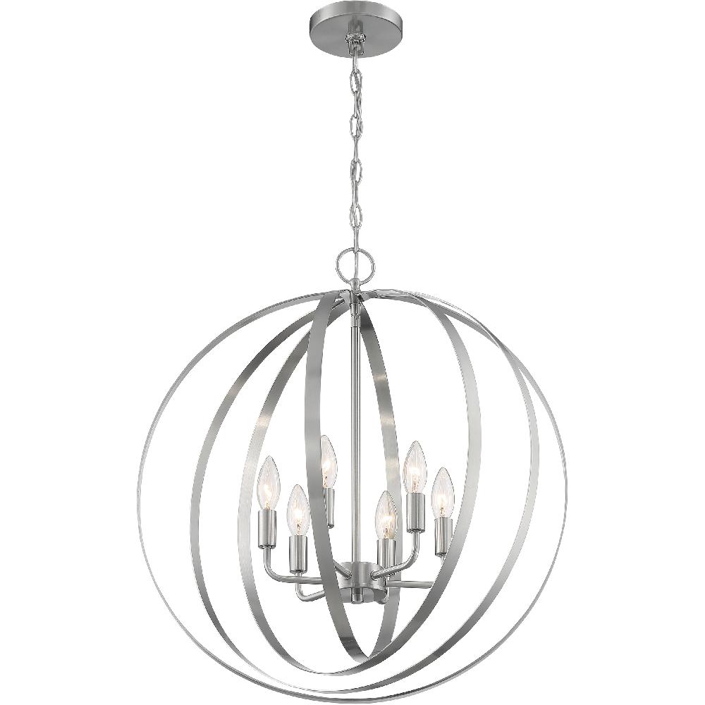 nuvo lighting Pendleton 6 Light 22 inch Brushed Nickel Pendant Ceiling Light
