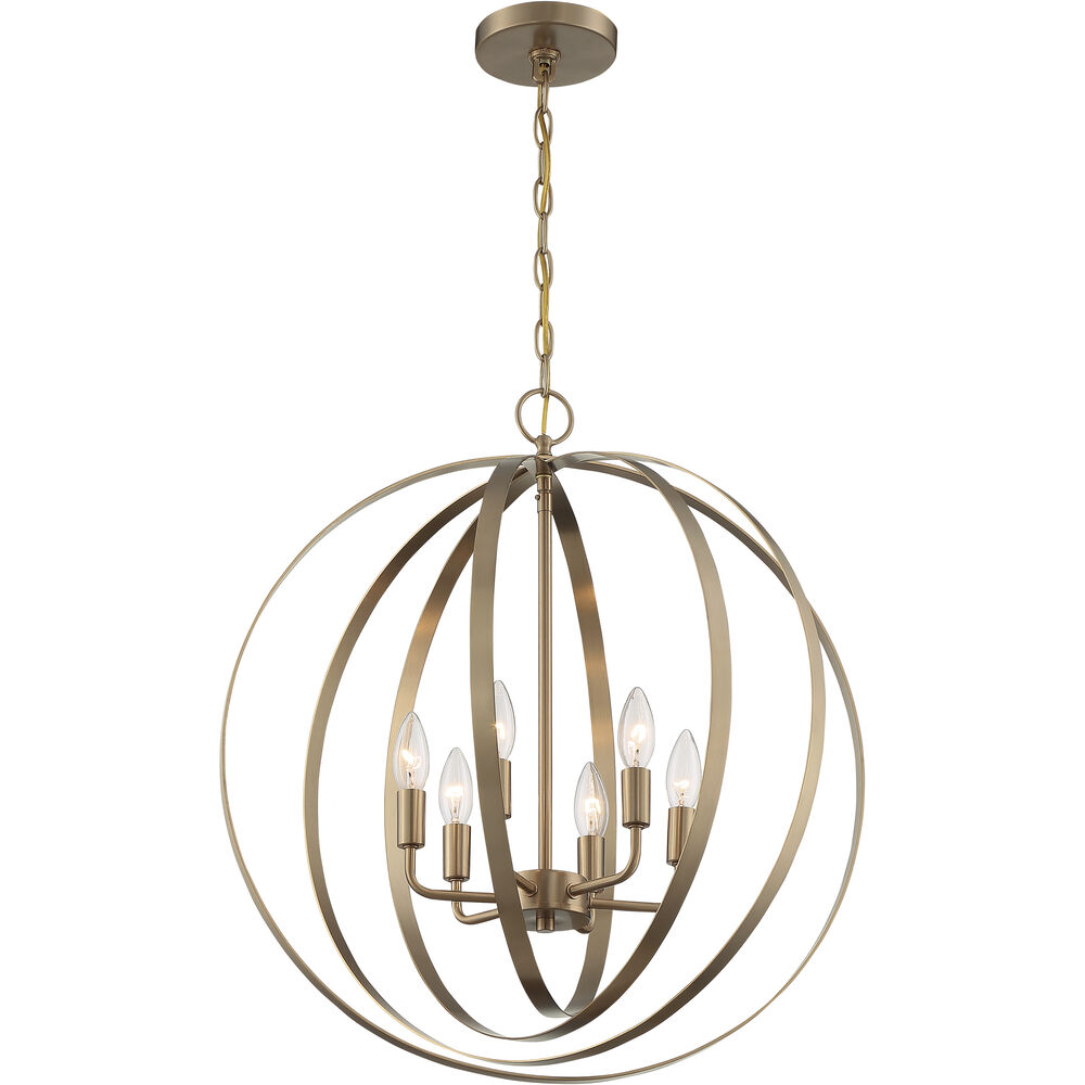 Nuvo Lighting Pendleton 6 Light 22 Inch Burnished Brass Pendant Ceiling Light