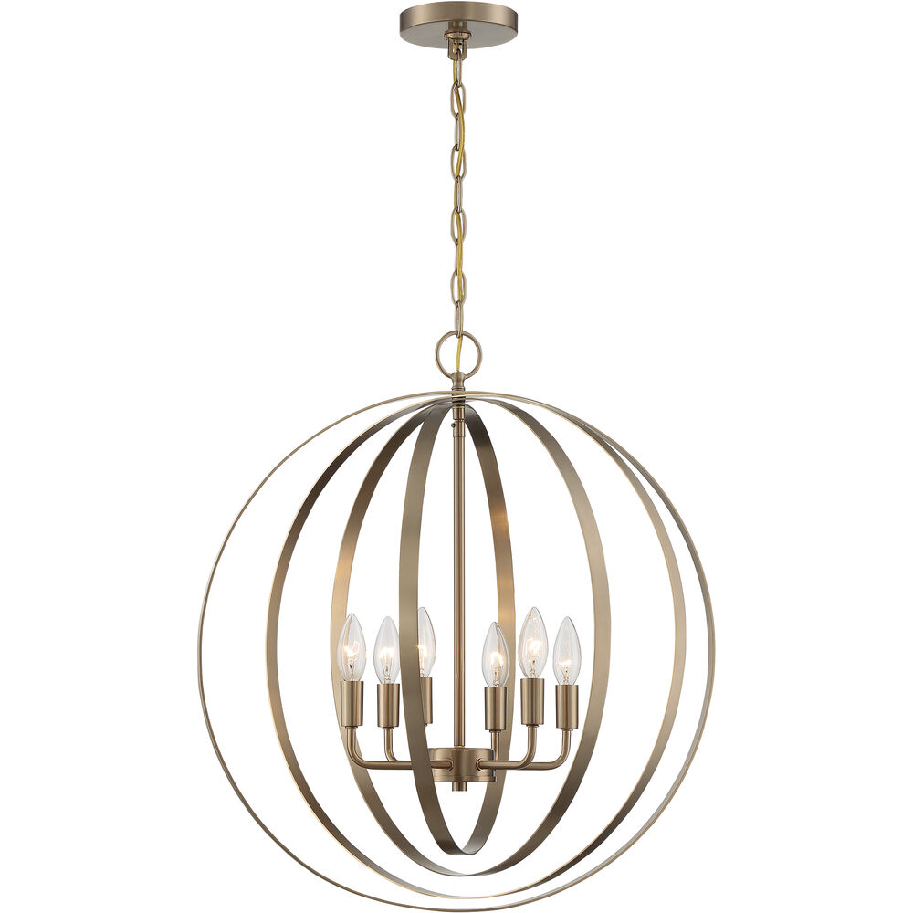 Nuvo Lighting Pendleton 6 Light 22 Inch Burnished Brass Pendant Ceiling Light