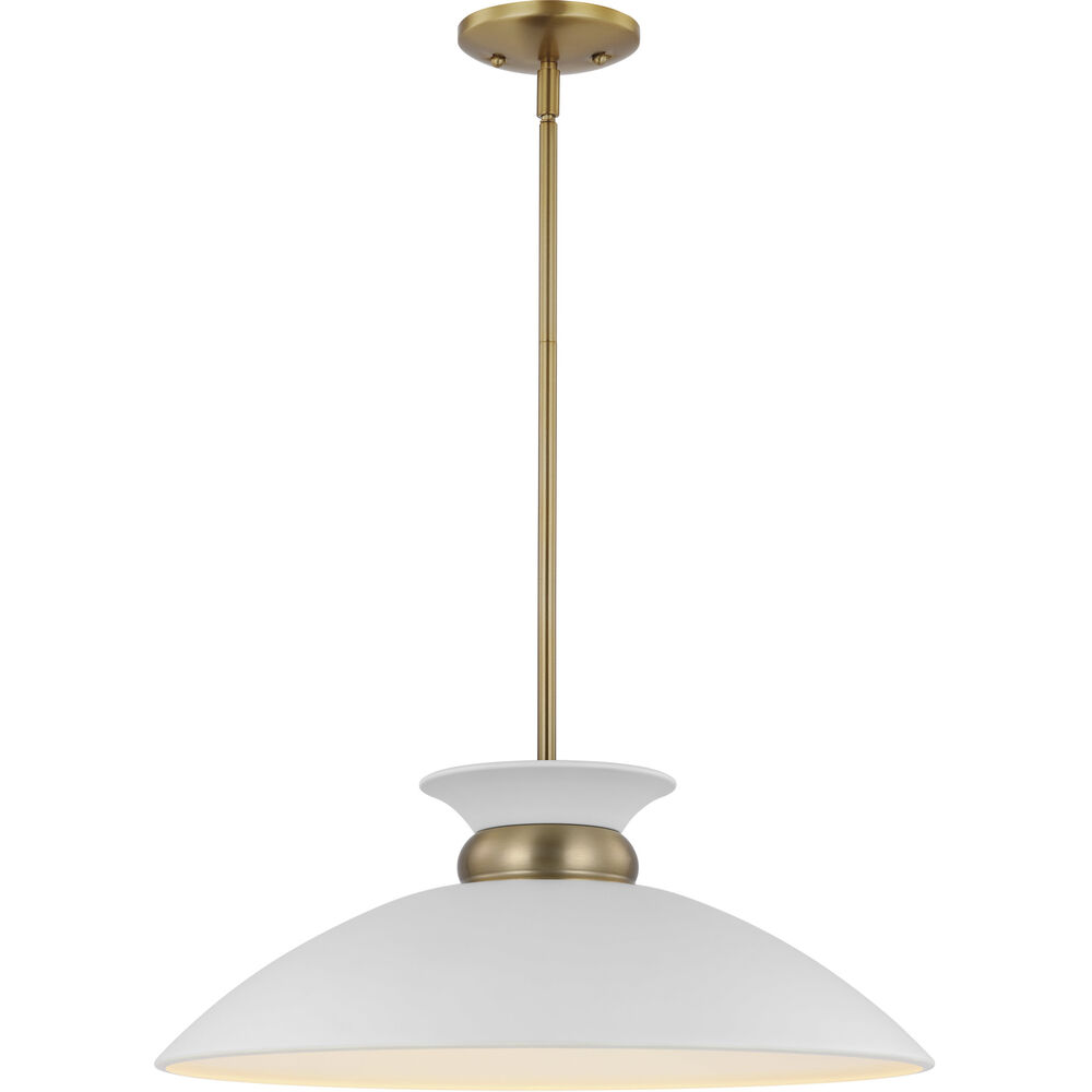 Nuvo Lighting Perkins 1 Light 20 Inch Matte White/Burnished Brass Pendant Ceiling Light