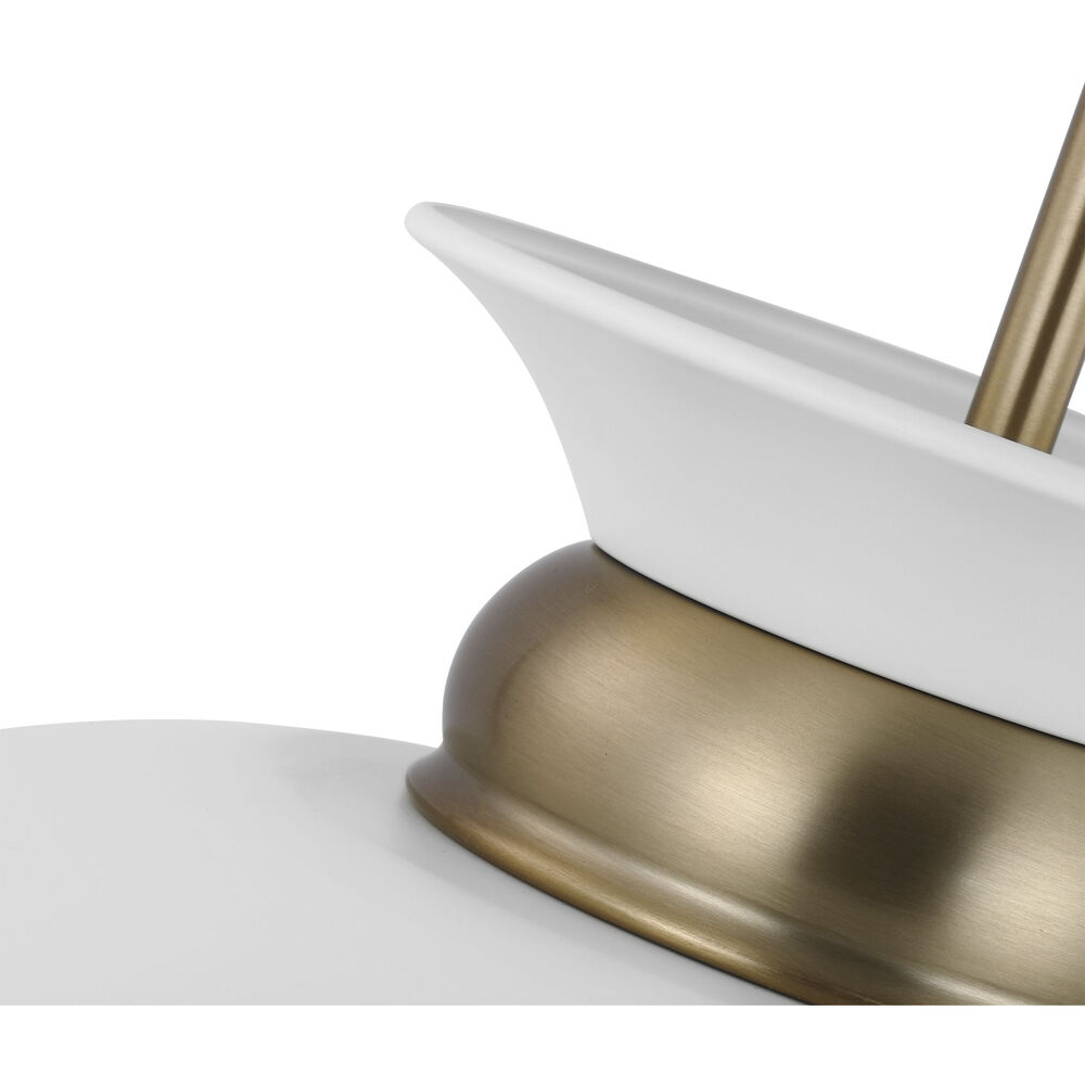 Nuvo Lighting Perkins 1 Light 20 Inch Matte White/Burnished Brass Pendant Ceiling Light