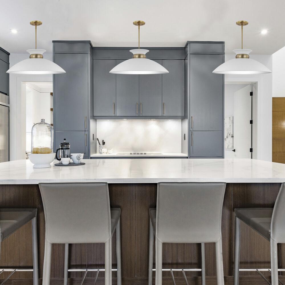 Nuvo Lighting Perkins 1 Light 20 Inch Matte White/Burnished Brass Pendant Ceiling Light