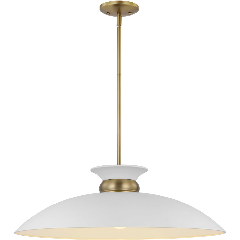 Nuvo Lighting Perkins 1 Light 24 Inch Matte White/Burnished Brass Pendant Ceiling Light