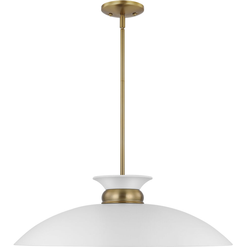 Nuvo Lighting Perkins 1 Light 24 Inch Matte White/Burnished Brass Pendant Ceiling Light