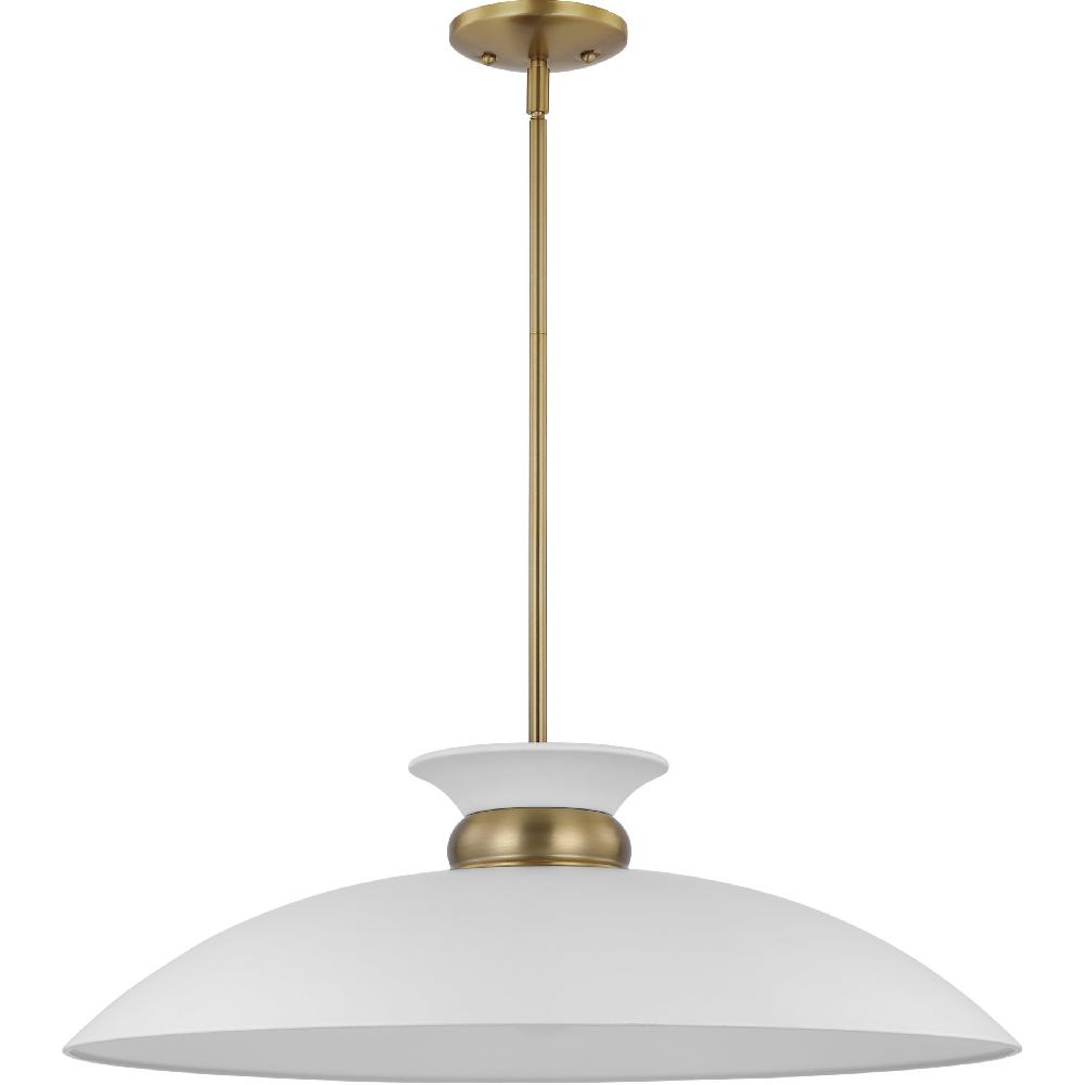 nuvo lighting Perkins 1 Light 24 inch Matte White/Burnished Brass Pendant Ceiling Light