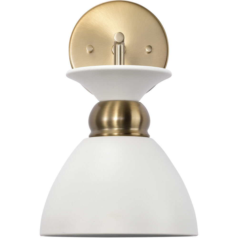 Nuvo Lighting Perkins 1 Light 7 Inch Matte White/Burnished Brass Bathroom Vanity Lights Wall Light