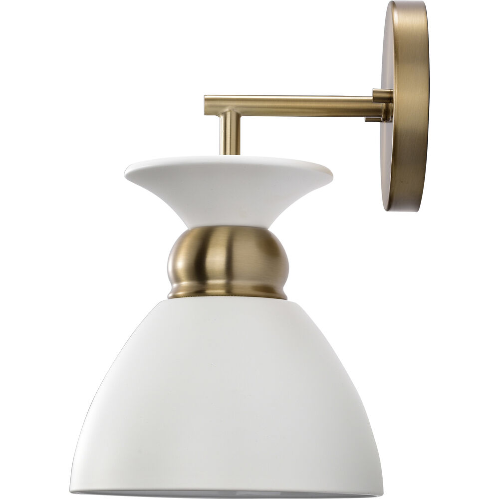 Nuvo Lighting Perkins 1 Light 7 Inch Matte White/Burnished Brass Bathroom Vanity Lights Wall Light