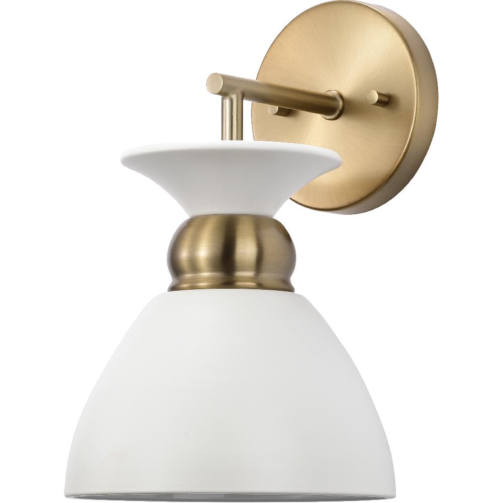 nuvo lighting Perkins 1 Light 7 inch Matte White/Burnished Brass Bathroom Vanity Lights Wall Light