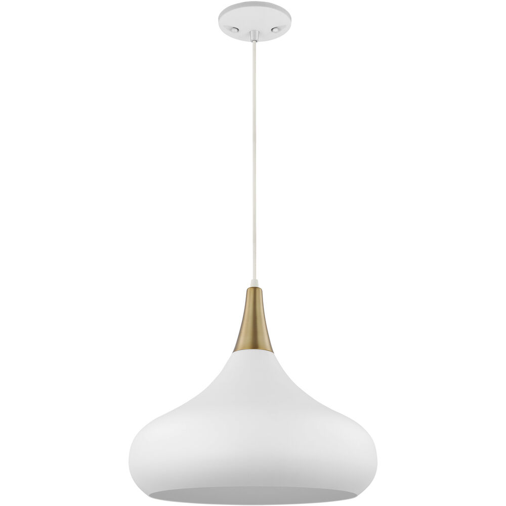 Nuvo Lighting Phoenix 1 Light 18 Inch Matte White/Burnished Brass Pendant Ceiling Light