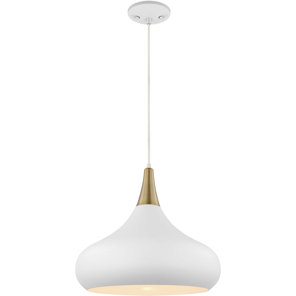 Nuvo Lighting Phoenix 1 Light 18 Inch Matte White/Burnished Brass Pendant Ceiling Light