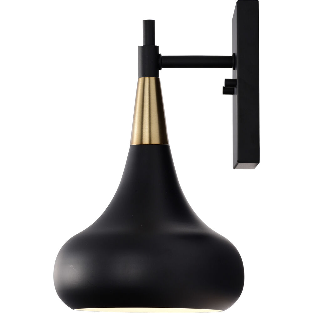 Nuvo Lighting Phoenix 1 Light 7 Inch Matte Black/Burnished Brass Bathroom Vanity Lights Wall Light