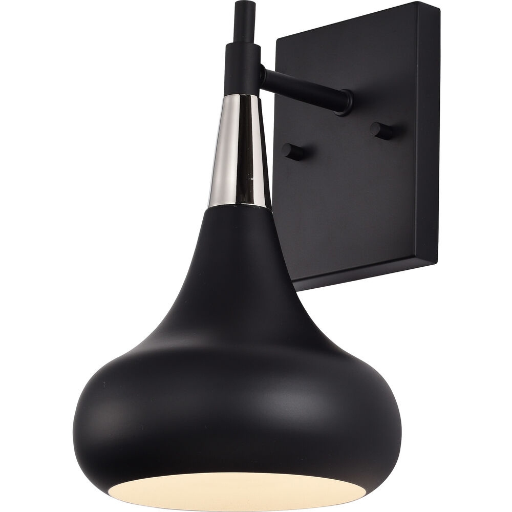 Nuvo Lighting Phoenix 1 Light 7 Inch Matte Black/Polished Nickel Bathroom Vanity Lights Wall Light