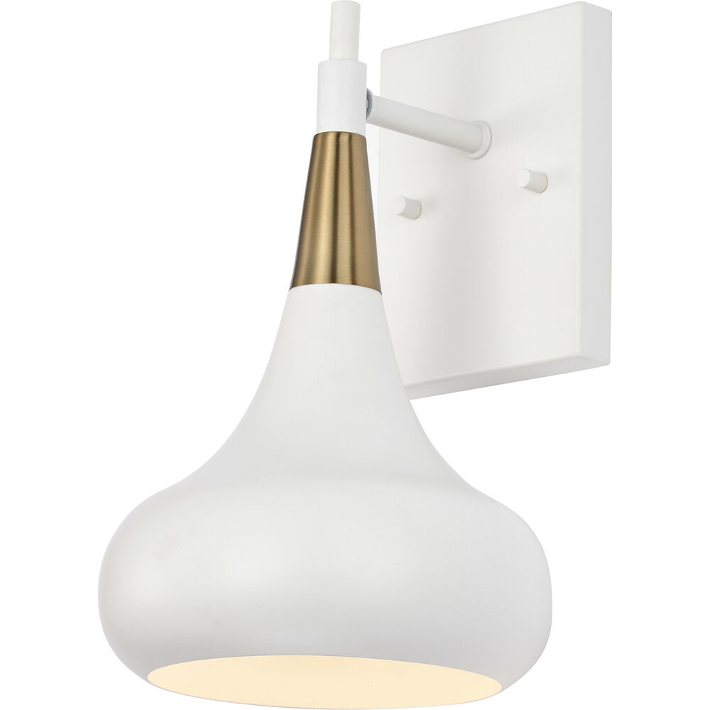 Nuvo Lighting Phoenix 1 Light 7 Inch Matte White/Burnished Brass Bathroom Vanity Lights Wall Light