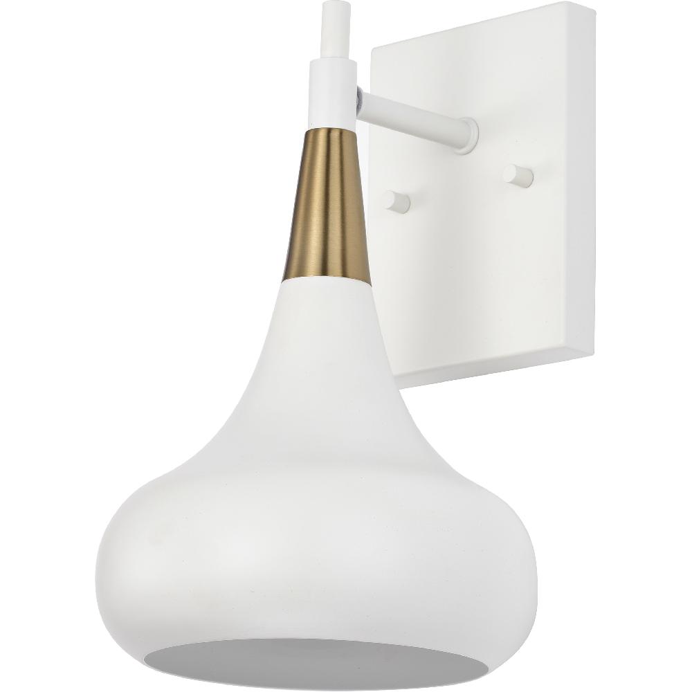 nuvo lighting Phoenix 1 Light 7 inch Matte White/Burnished Brass Bathroom Vanity Lights Wall Light