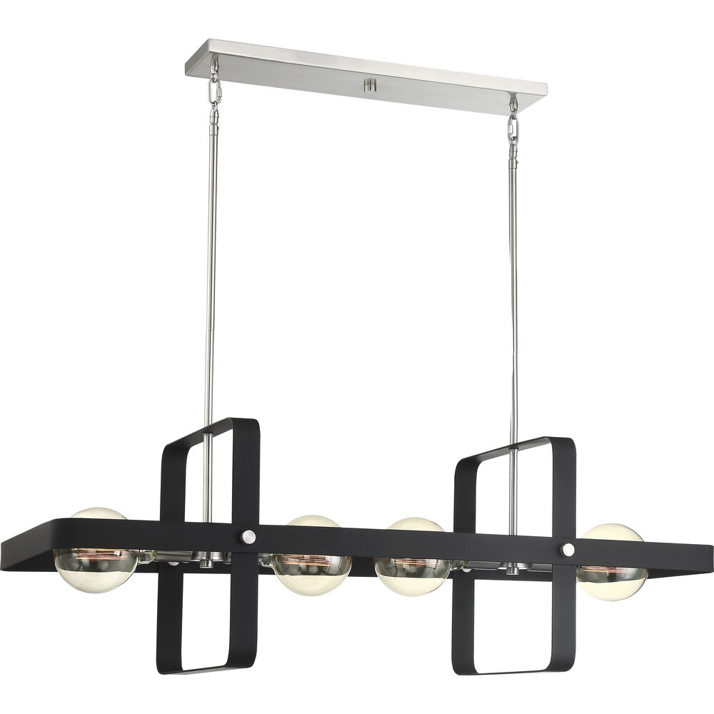Nuvo Lighting Prana 4 Light 42 Inch Matte Black And Brushed Nickel Island Pendant Ceiling Light