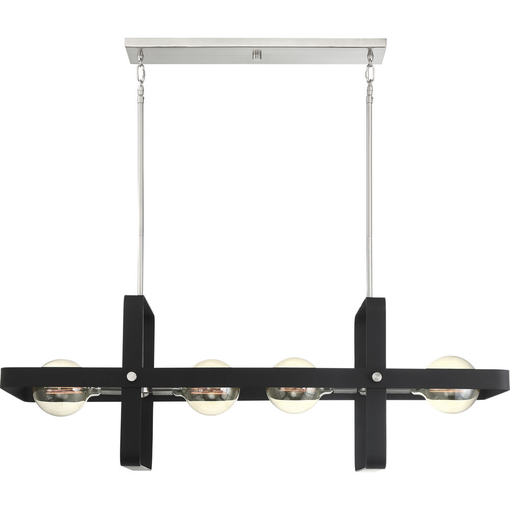 Nuvo Lighting Prana 4 Light 42 Inch Matte Black And Brushed Nickel Island Pendant Ceiling Light