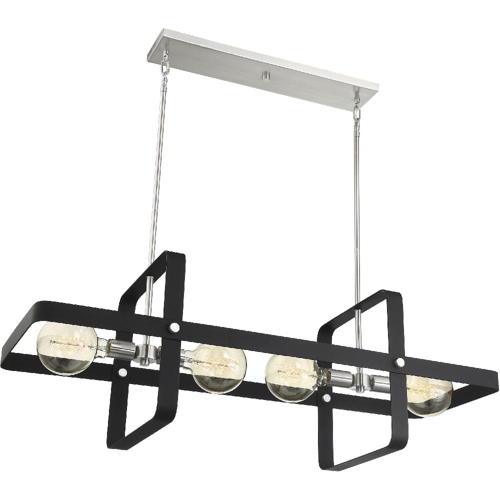nuvo lighting Prana 4 Light 42 inch Matte Black and Brushed Nickel Island Pendant Ceiling Light