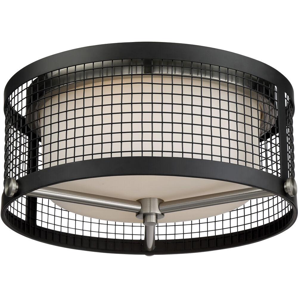 Nuvo Lighting Pratt 3 Light 16.75 Inch Black And Brushed Nickel Accents Flush Mount Ceiling Light