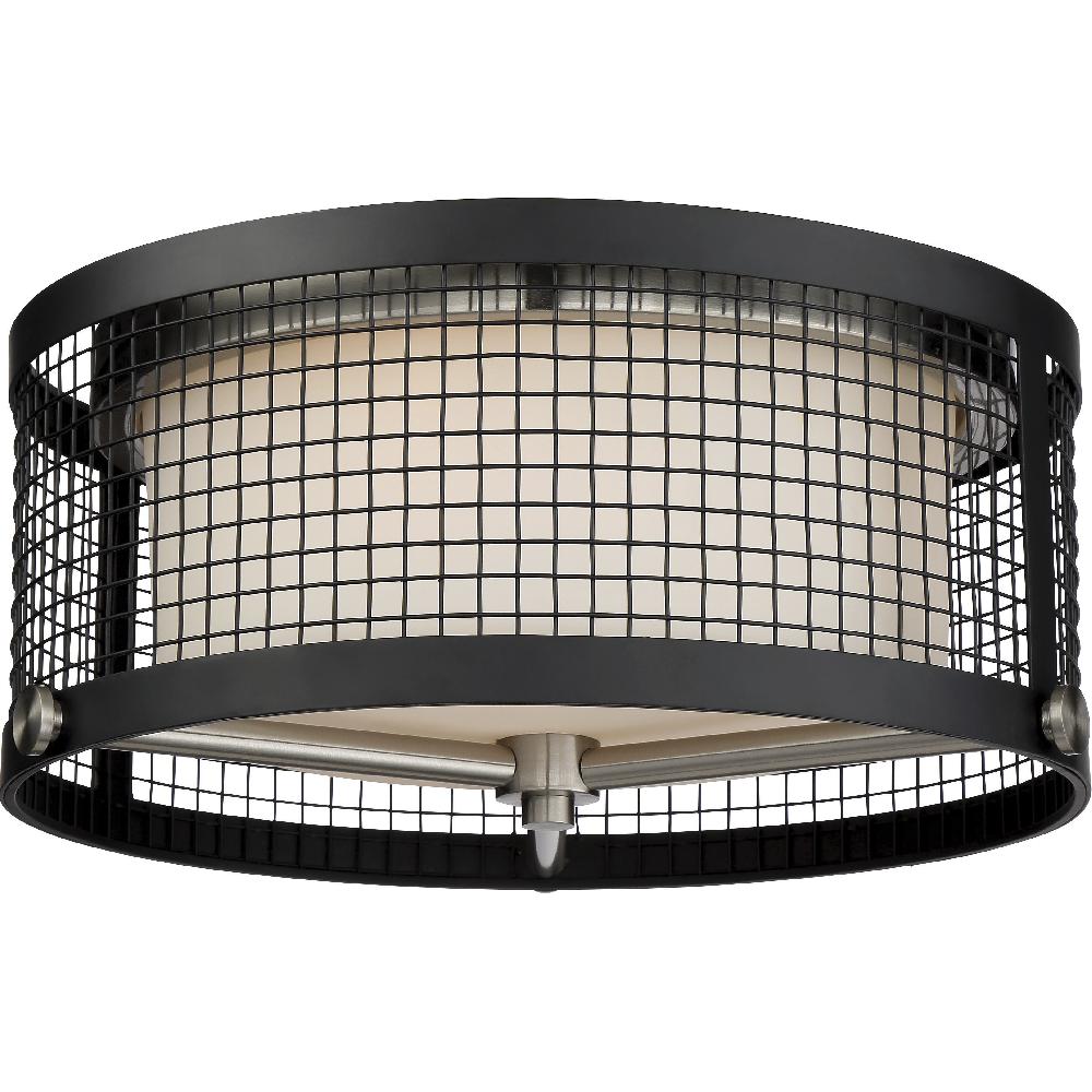 nuvo lighting Pratt 3 Light 16.75 inch Black and Brushed Nickel Accents Flush Mount Ceiling Light