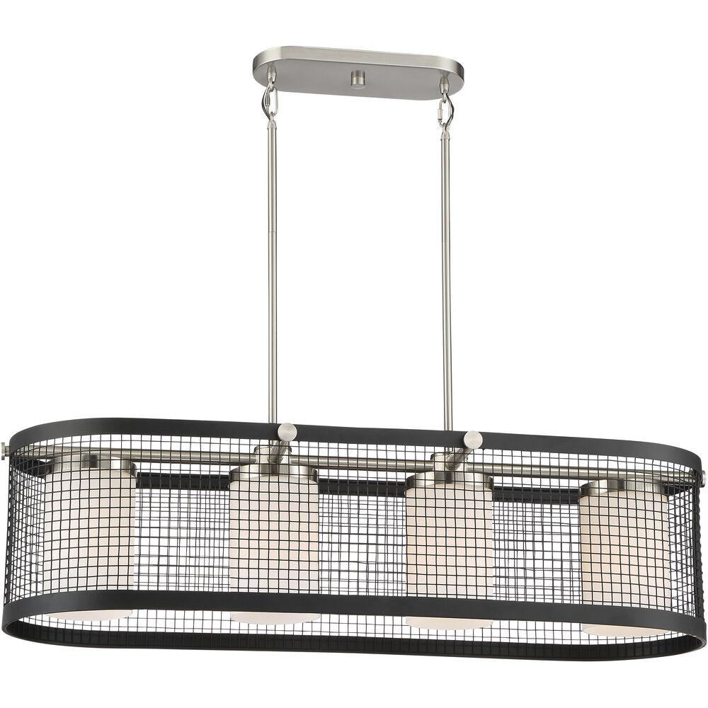 Nuvo Lighting Pratt 4 Light 38.75 Inch Black And Brushed Nickel Accents Island Pendant Ceiling Light