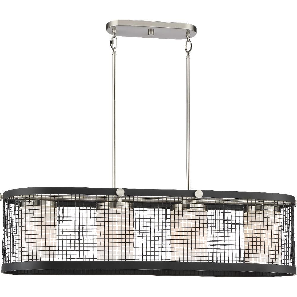 nuvo lighting Pratt 4 Light 38.75 inch Black and Brushed Nickel Accents Island Pendant Ceiling Light