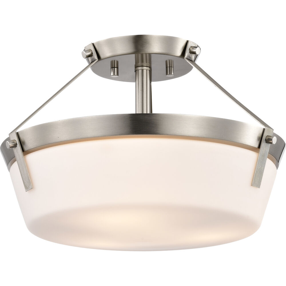 Nuvo Lighting Rowen 3 Light 14.63 Inch Brushed Nickel Semi Flush Mount Ceiling Light