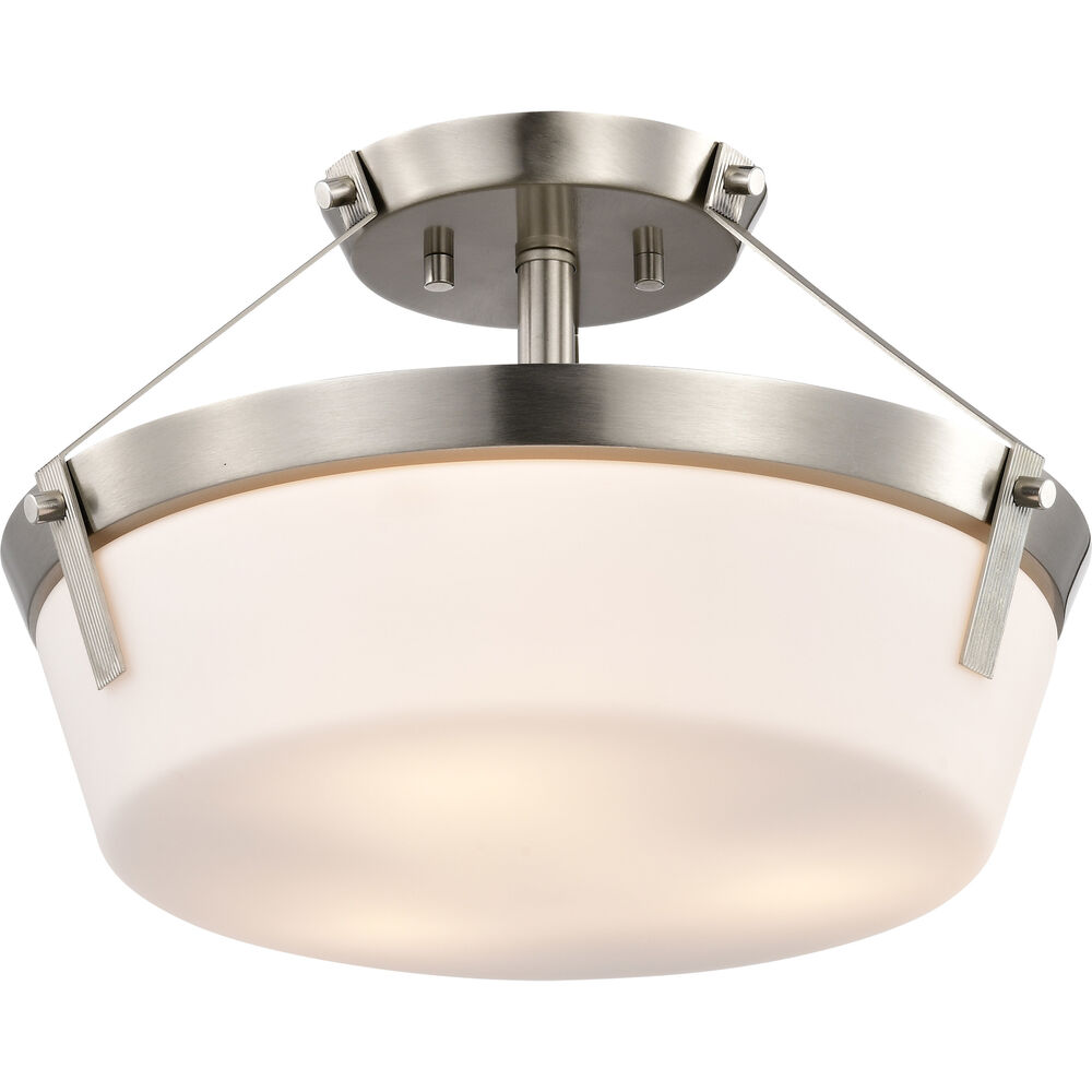 Nuvo Lighting Rowen 3 Light 14.63 Inch Brushed Nickel Semi Flush Mount Ceiling Light
