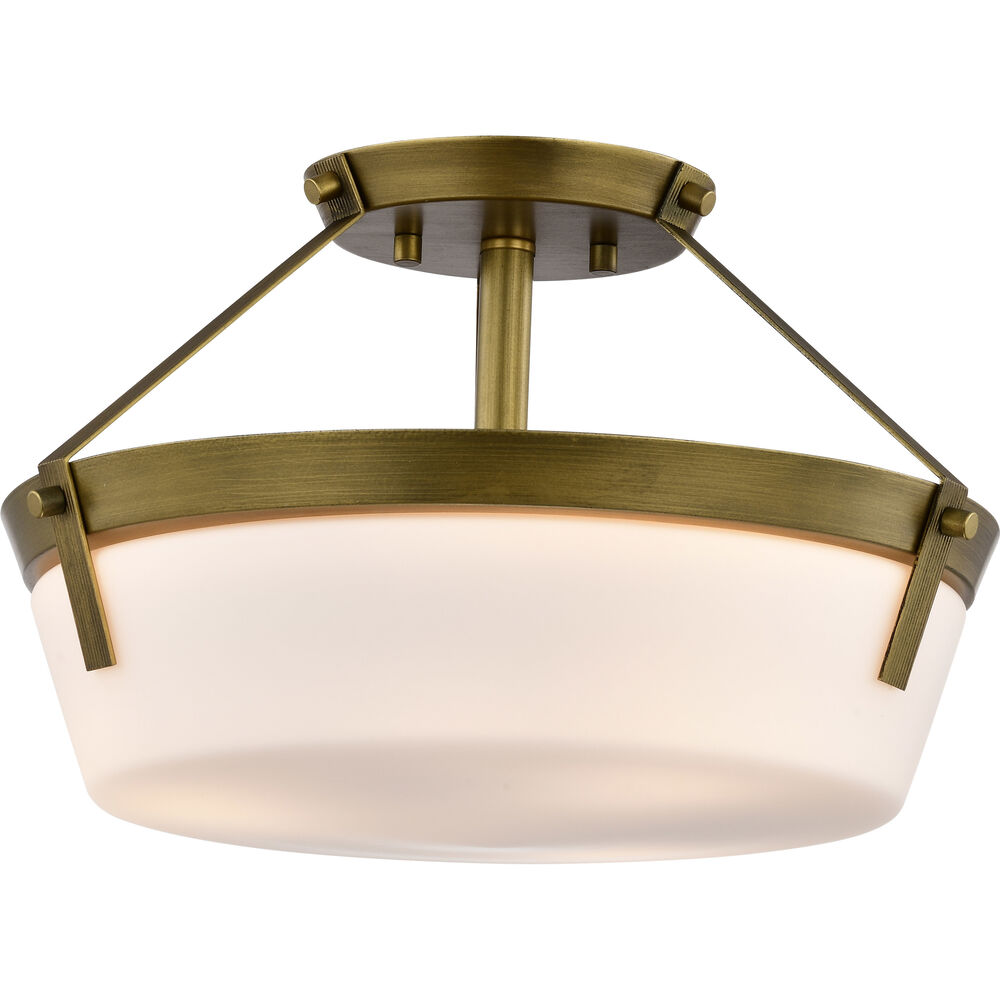 Nuvo Lighting Rowen 3 Light 14.63 Inch Natural Brass Semi Flush Mount Ceiling Light