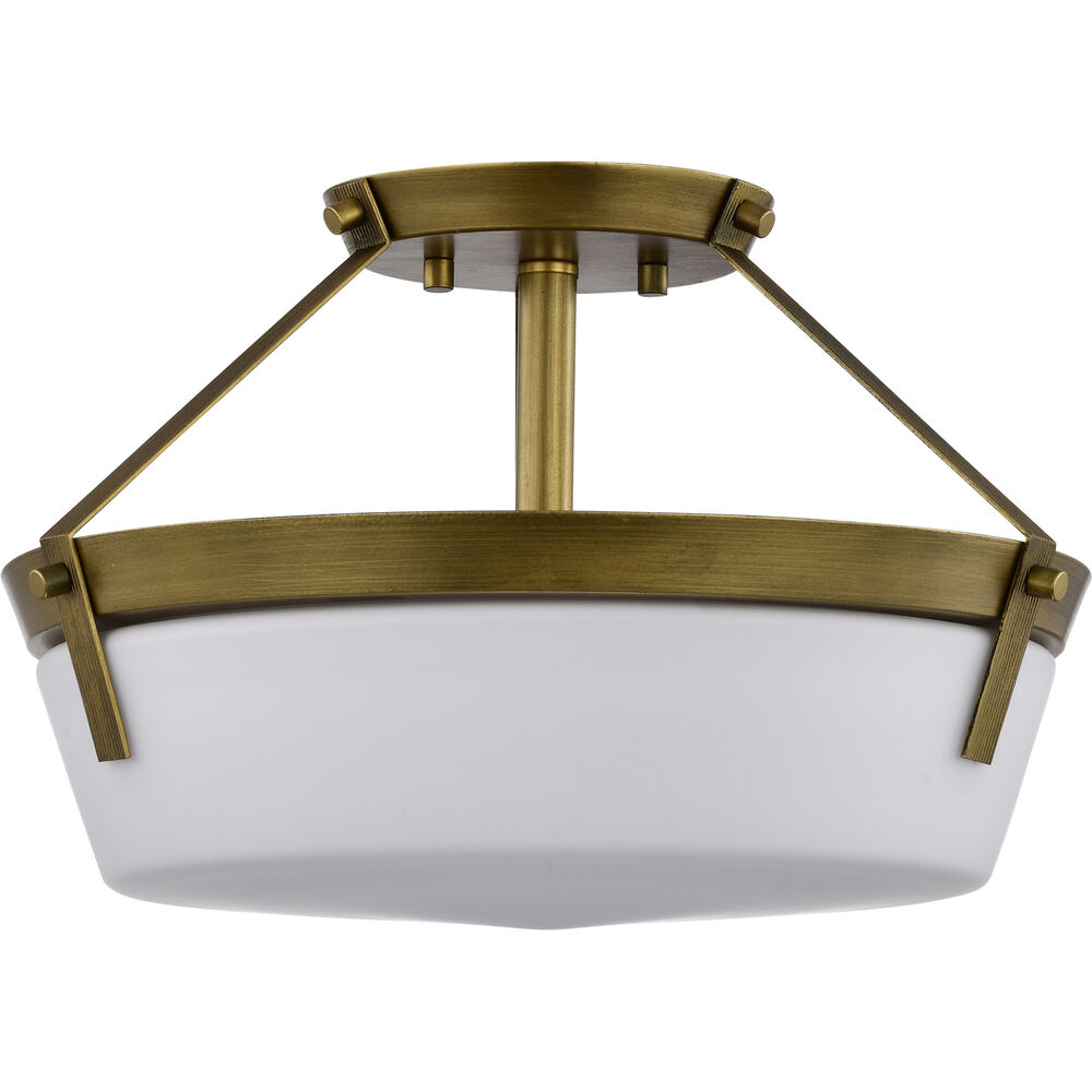 Nuvo Lighting Rowen 3 Light 14.63 Inch Natural Brass Semi Flush Mount Ceiling Light