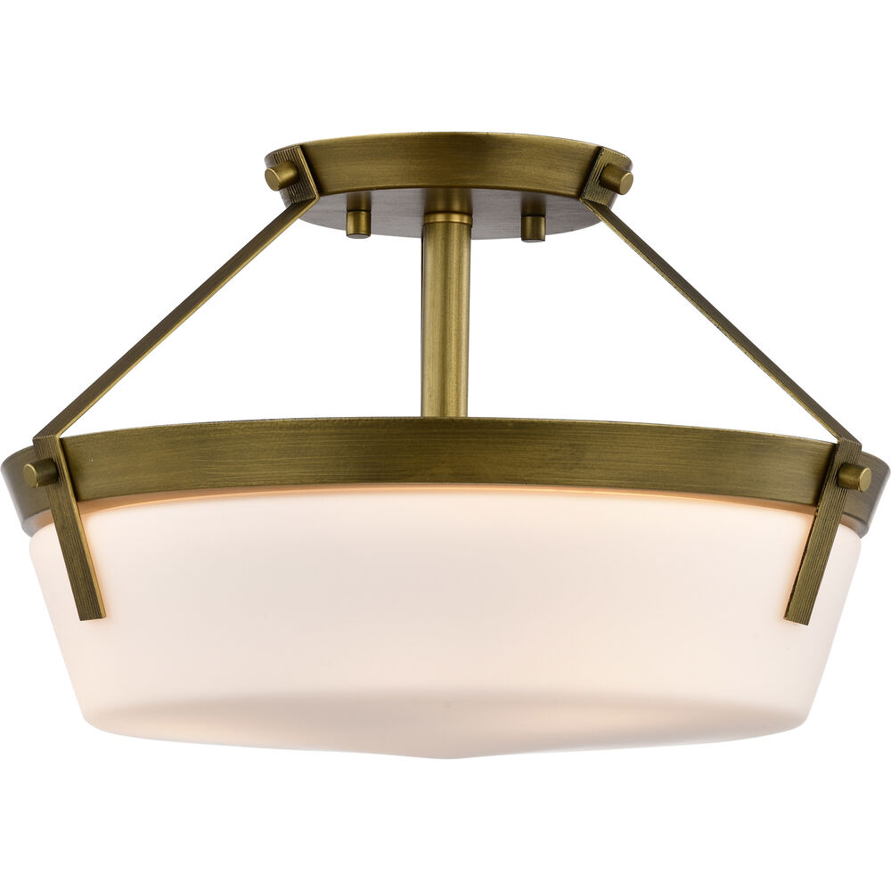 Nuvo Lighting Rowen 3 Light 14.63 Inch Natural Brass Semi Flush Mount Ceiling Light