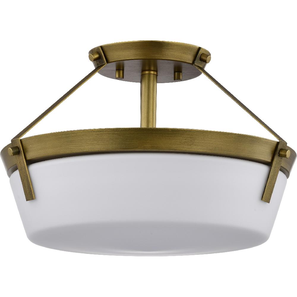 nuvo lighting Rowen 3 Light 14.63 inch Natural Brass Semi Flush Mount Ceiling Light